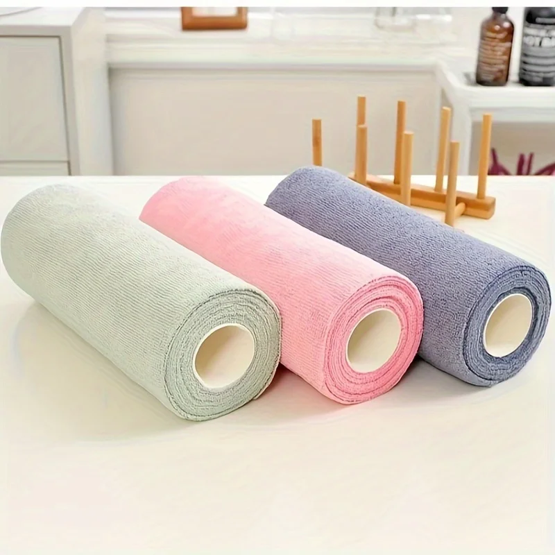 20 Sheets/Roll Double-Sided Microfiber Dishcloth, Super Absorbent Lint Free Multi-Functional Kitchen Cloth, Ideal for Utensils, 6