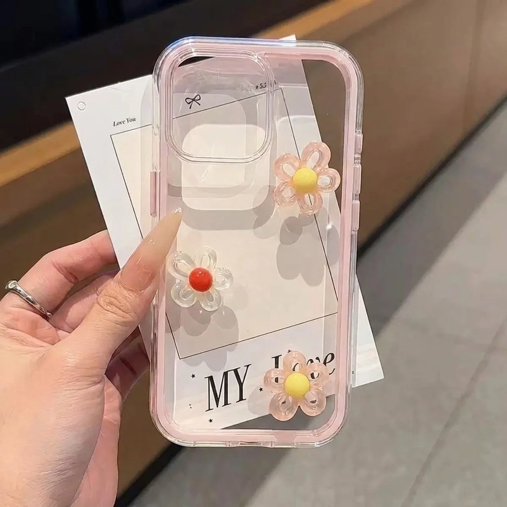 Elegant Pink 3D Floral Soft Phone Case