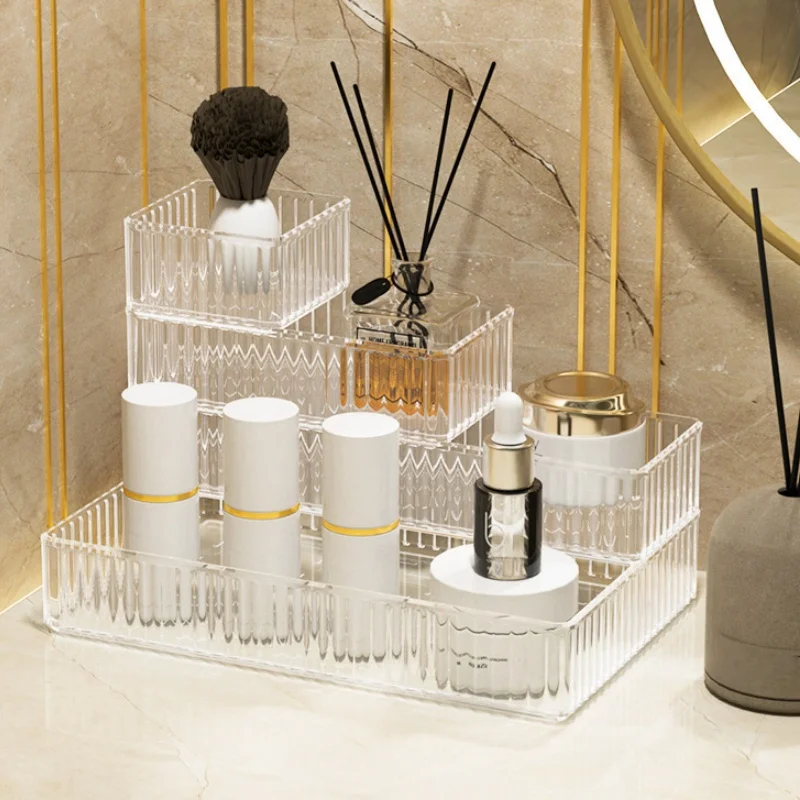 Clear Drawer Organizers Bins, Stackable Makeup and Vanity Drawer Organizer Trays, Acrylic Bathroom Drawer Storage Containers 5