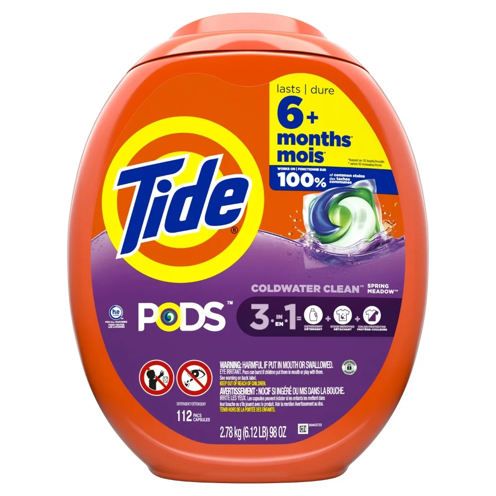 

Tide Pods Laundry Detergents Soap Packs, Spring Meadow, 112 Ct