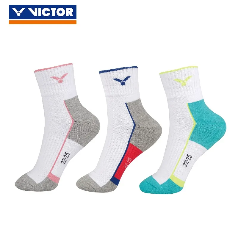 1Pair Original VICTOR Women's Sports Socks Professional Badminton Socks Middle Tube SK234 Thickened Towel Bottom 22-25cm