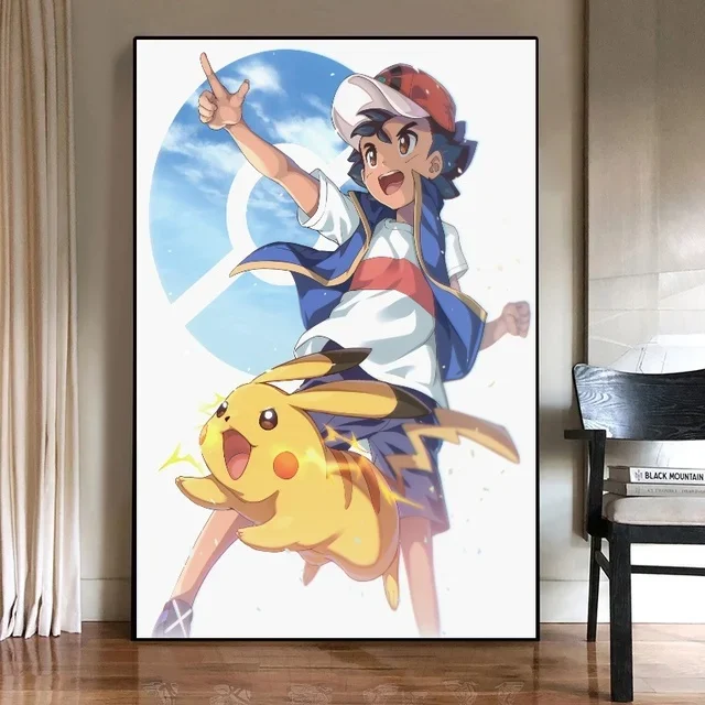 thumbnail image 1 of Figuras de anime de Pokémon Japón Valorant Pikachu Charizard periféricos lienzo decoración de pared impresión carteles de anime pintura regalo para el hogar, 1 of 5