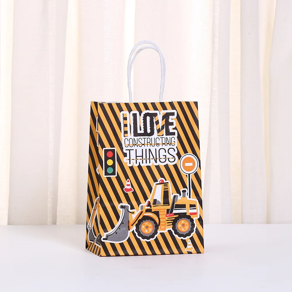 6-30 stücke Engineering Thema Cartoon Bagger Handheld Papier Tasche Candy Tasche Kleine Geschenk Tasche Kinder Geburtstag Baby Dusche partei Liefert – Detail 3