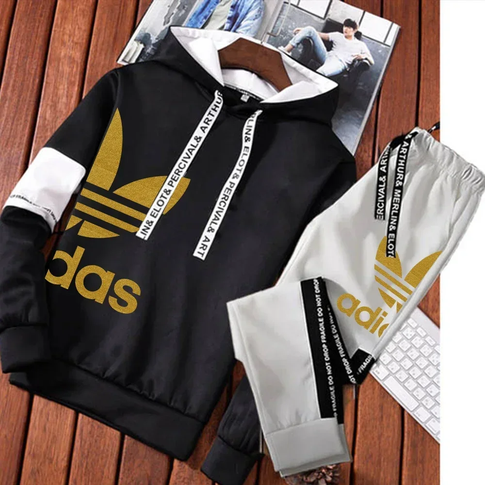 Men's Luxur Printed Tracksuits Casual Solid Color Sweatshirt+Sweatpants 2-Pcs Windbreak Designer Outdoor Sports Warm Outfits