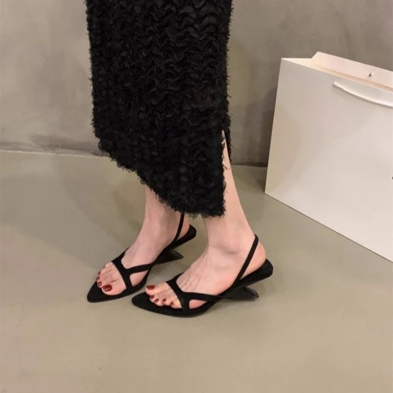 Leopard High Heels Sandals Women Slippers Pointed Toe Summer Shoes Trend Brand Sexy Slingback Designer Woman Pumps Dress