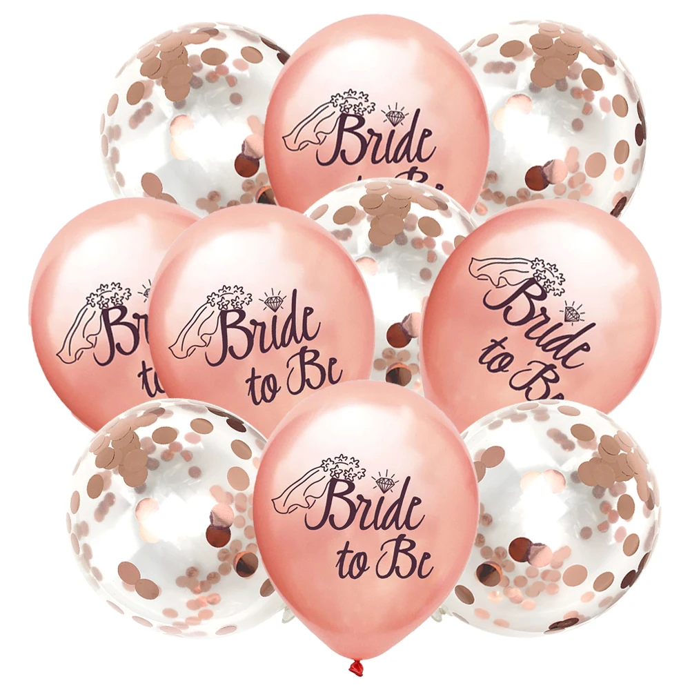 10Pcs Rose Gold Team Bride Latex Confetti Balloons Hen Bachelorette Party Decoration Bride To Be Bridal Shower Supplies Wedding