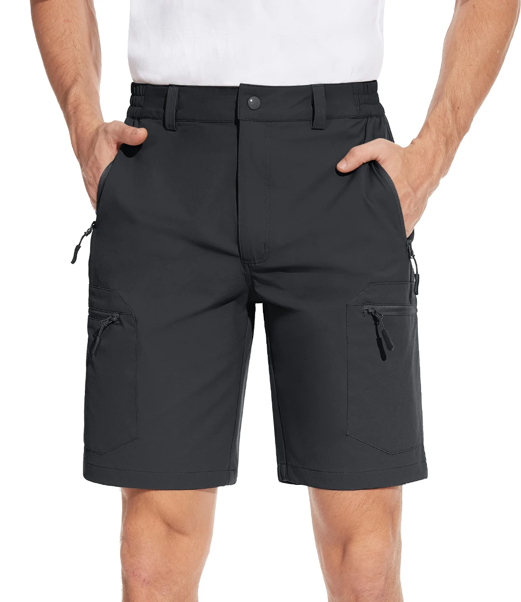 Gray Men's Work Shorts, Summer Hiking Shorts, Fishing Shorts Mens