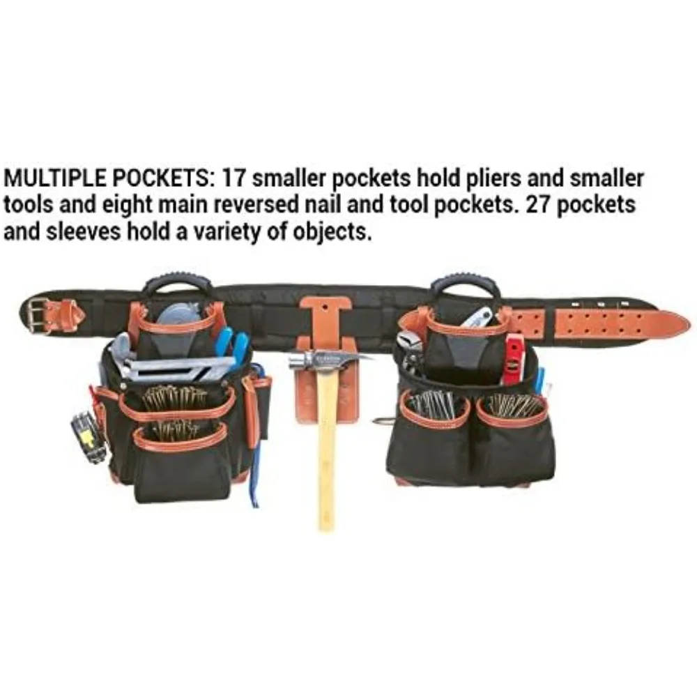 CLC 51452 4 Piece Top Of The Line Pro Framer's Tool Belt, Black,brown, 29"–46" 2