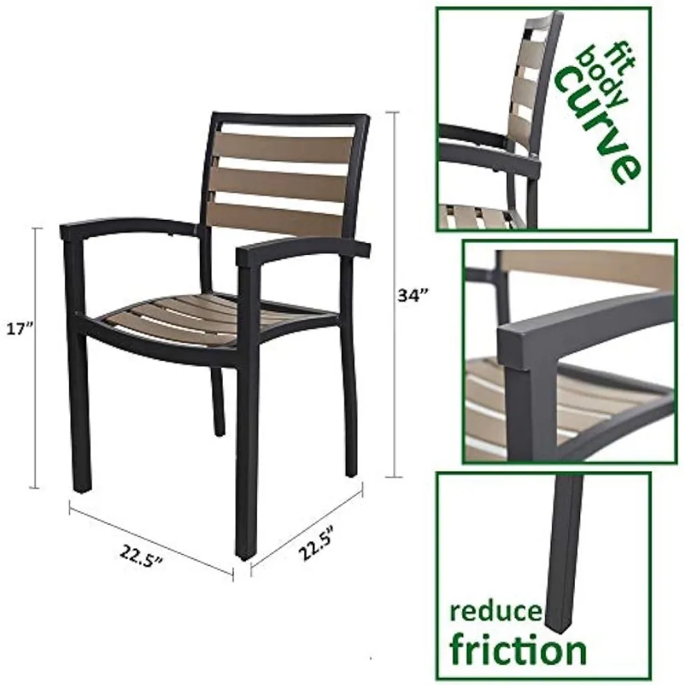 Patio Dining Chairs with Armrest Stackable Set of 4 Aluminum Patio Furniture Sets for Living Room Cafe Bar Aluminum Indoor Outdo 4