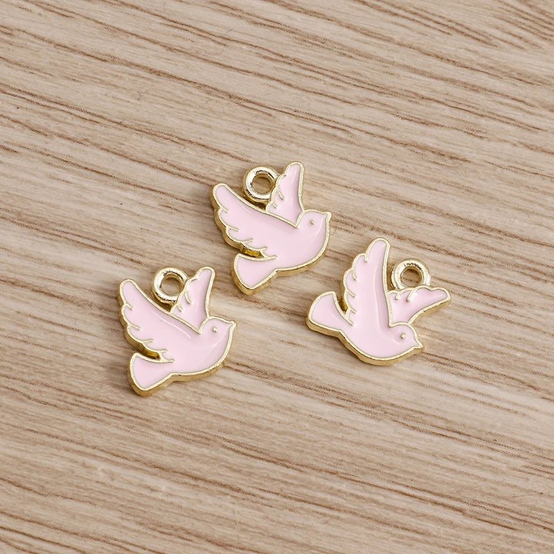 Tusember 10 Stück niedliche Tier-Emaille-Anhänger mit Tauben-, Flamingo- und Eichhörnchenmotiv für Schmuckherstellung, Zubehör, handgefertigte Ohrringe, Armbänder – Detail 9