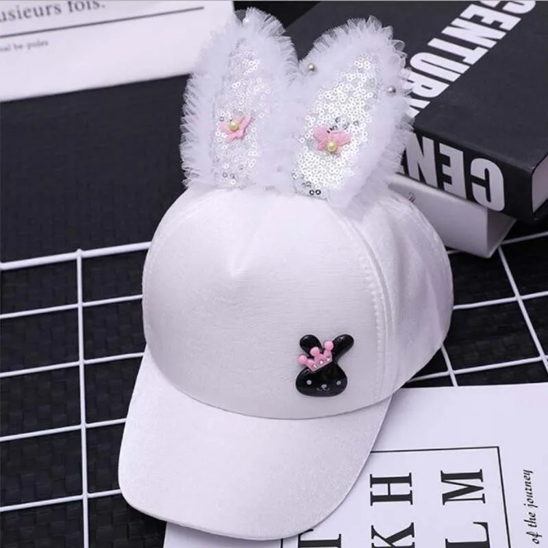 

Spring Summer Baby Kids Baseball Cap Cute 3D Rabbit Ears Girls Visor Sun Hat Casual Adjustable Children Duck Tongue Caps