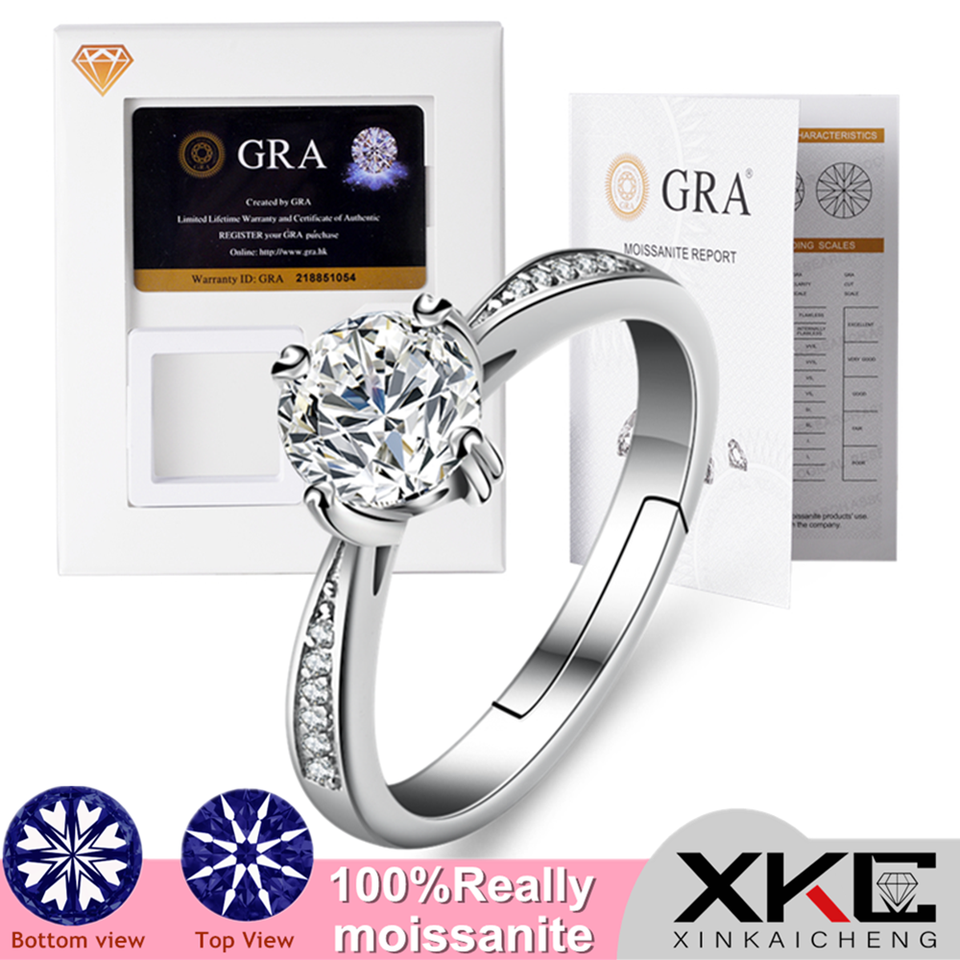 High-class luxury 925 sterling silver Mozambican stone one carat diamond lady ring luxury by romantic love four claw love shape