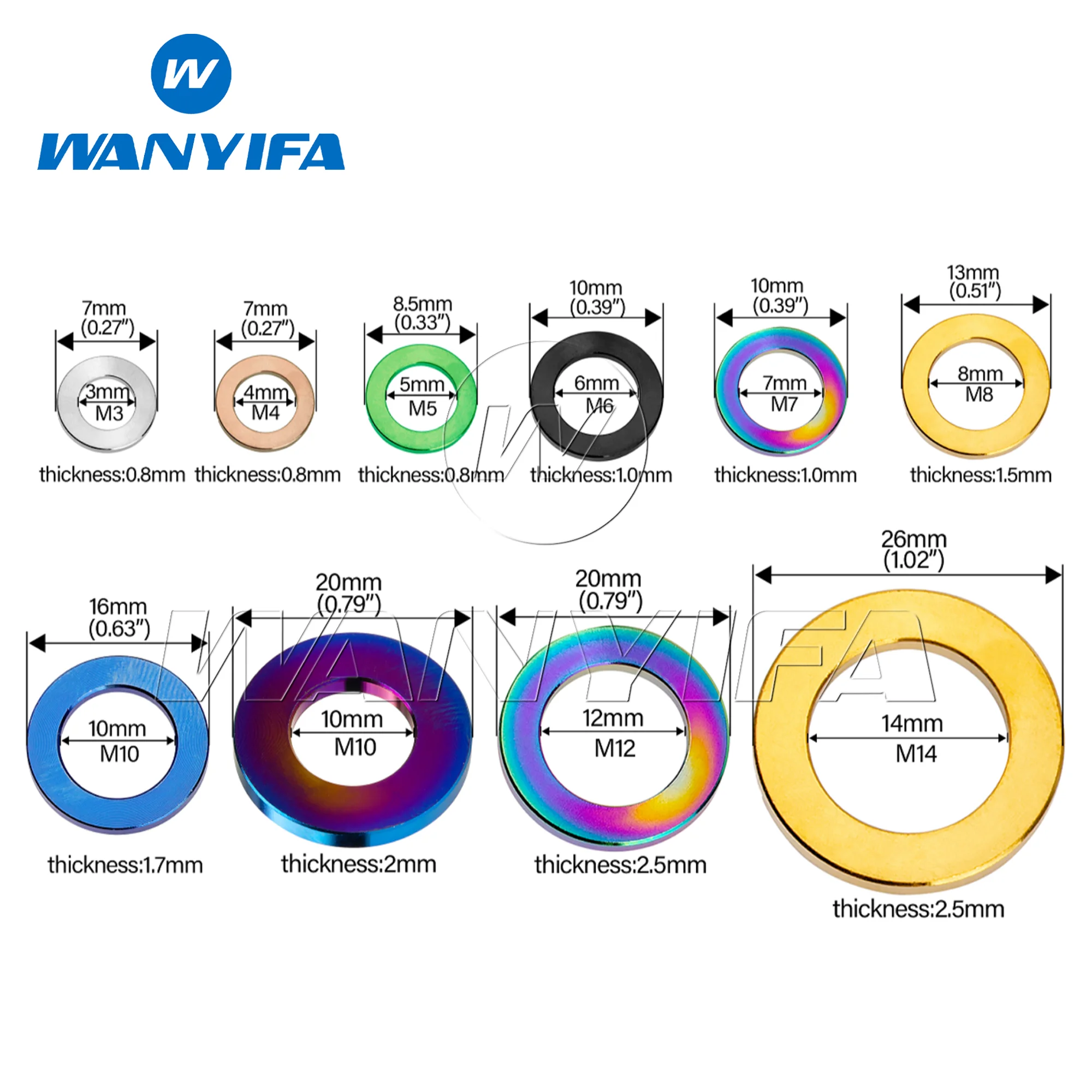 Titanium Washer M3 M4 M5 M6 M7 M8 M10 M12 DIN912 M14 Flat Spacer Gasket for Bicycle Cycling Motorcycle Car titanium washers titanium washer