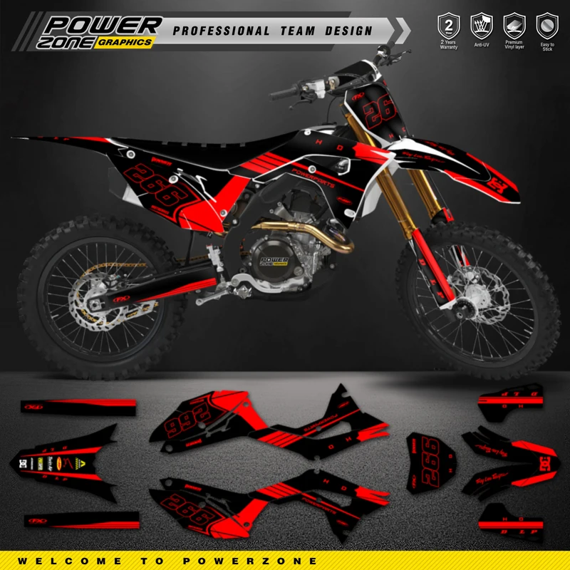 

PowerZone Custom Team Graphics Backgrounds Decals For 3M Stickers Kit For HONDA CRF250R 2018-2021 CRF450R 2017-2020 16