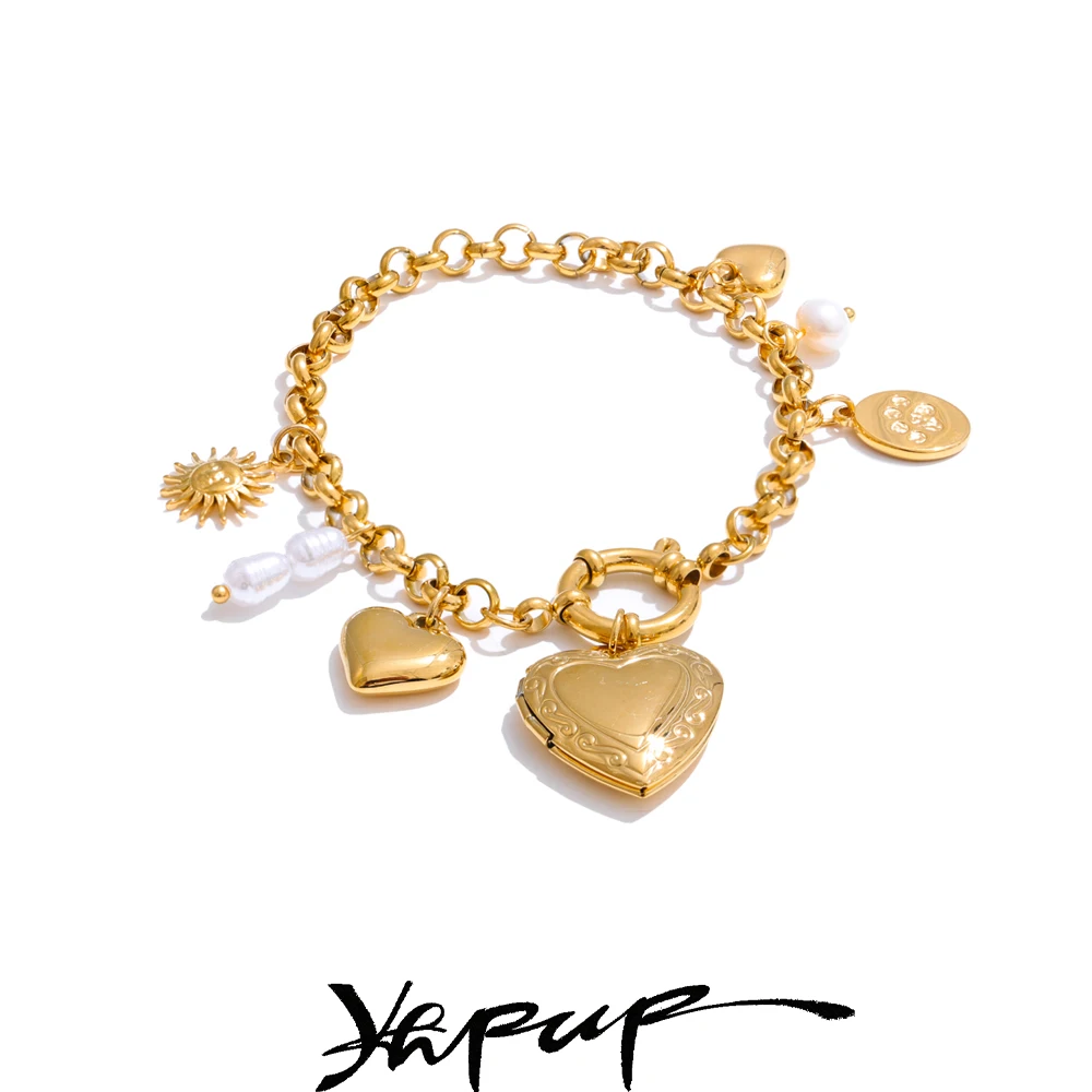 Yhpup Jewelry Bangle Stainless Steel Drop Chain