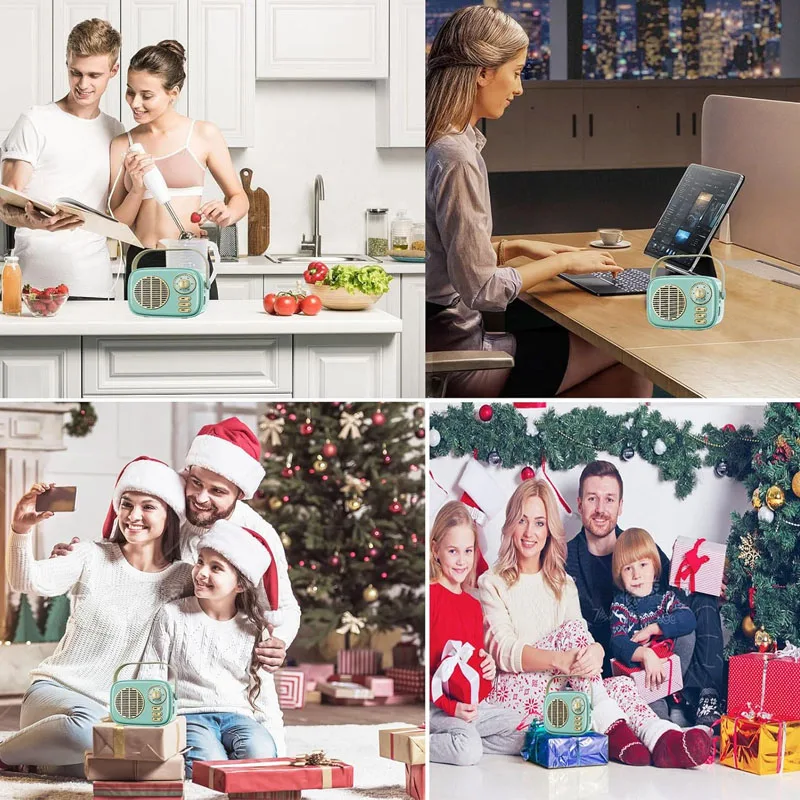 Mini Retro Bluetooth Speaker Hifi Sound Vintage Music Box Wireless MP3 Music Player Rechargeable Support TF Card U Disk AUX