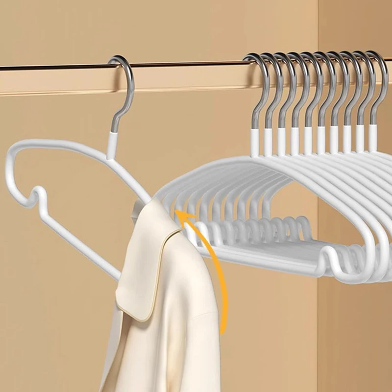 Non-Slip Hanger 10pcs No Trace Coated Metal Clothes Hangers Thicken Suit Coat Shirt Jacket Hanging Hanger with Round Notches