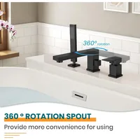 Bath Faucet with Handheld Shower 3 Hole Deck Mounted Bath Faucet Set Extensive Single Handle Bath Filler Honeycomb Stream 2