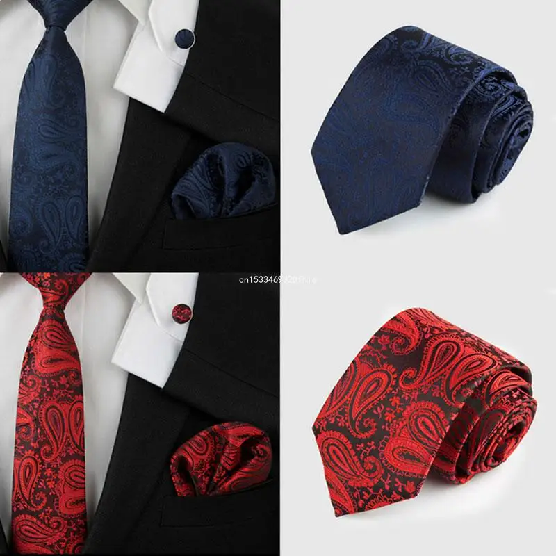 

Mens Ties Jacquard Woven Necktie Business Wedding Party Ties Set