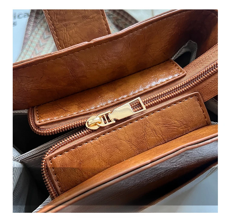 Farbe verbreitert Band Eimer für Frauen neue Retro-Mode Schulter PU Ledertaschen_voghion.com