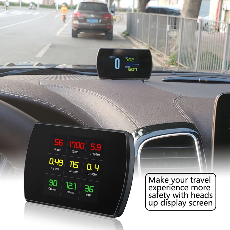 

4,3 дюймовый HD TFT цифровой проектор скорости P12 автомобильный OBD2 дисплей на лобовом стекле цифровой спидометр напряжение расход топлива сигнализация