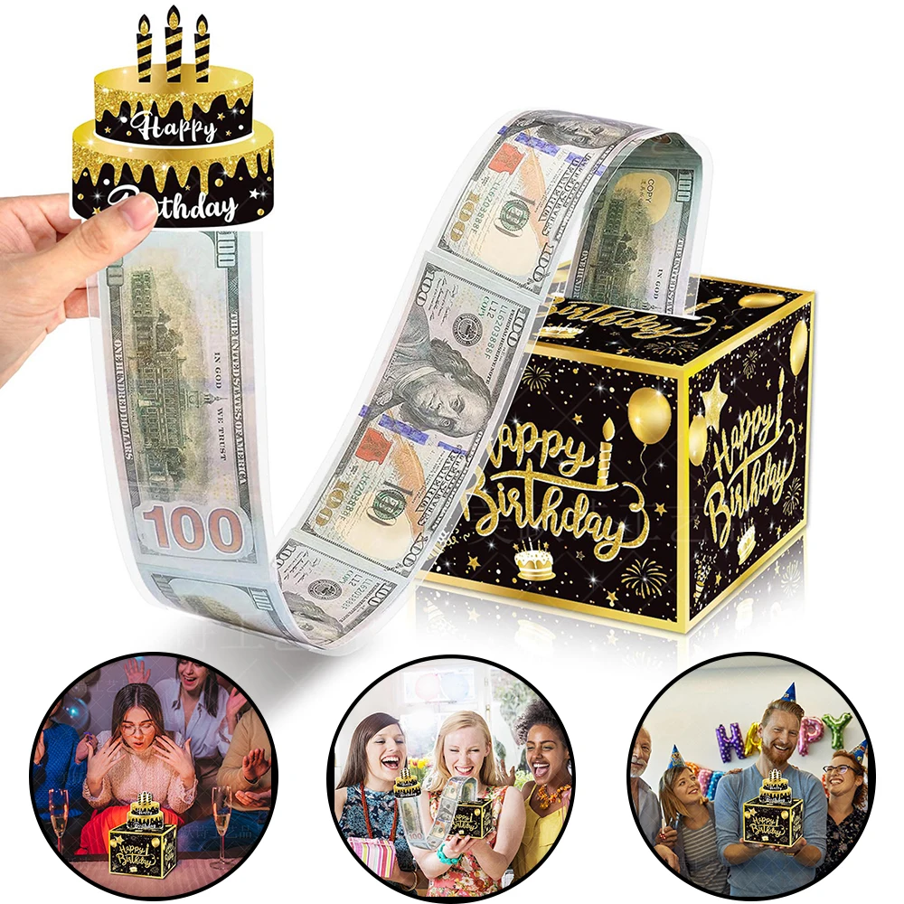 

Birthday Party Surprise Box Explosion Gift Birthday Money Box with Pull Out Card DIY Sets Money Pulling Gift Boxes Funny Gifts