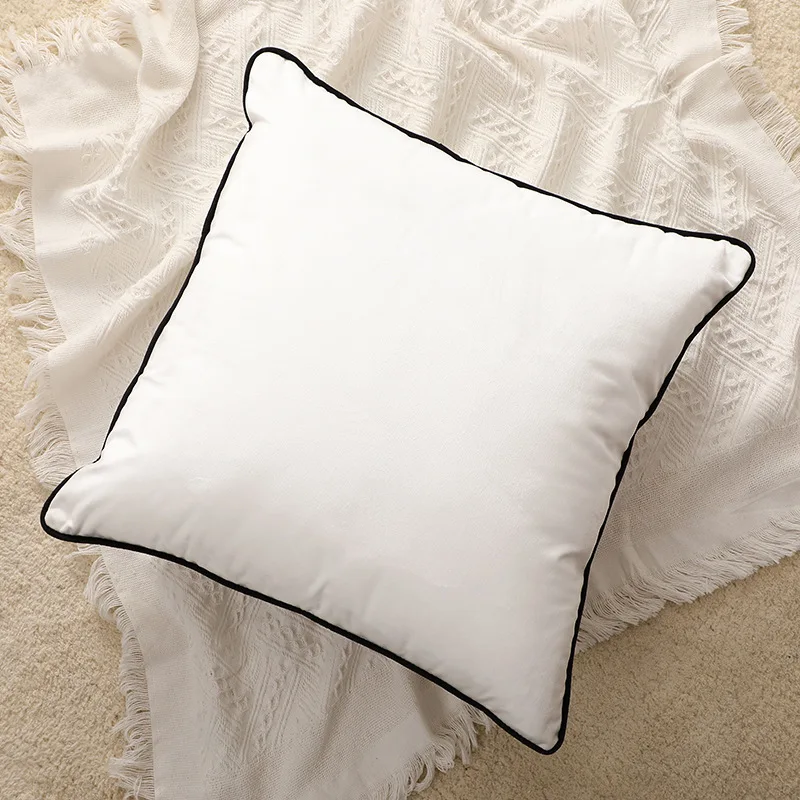 Description Picture 6 of itemVelvet High Quality Black and White Hemming Pillowcase Simple Nordic Style Pillow Cases 50x50 Modern Light Luxury Cushions Cover