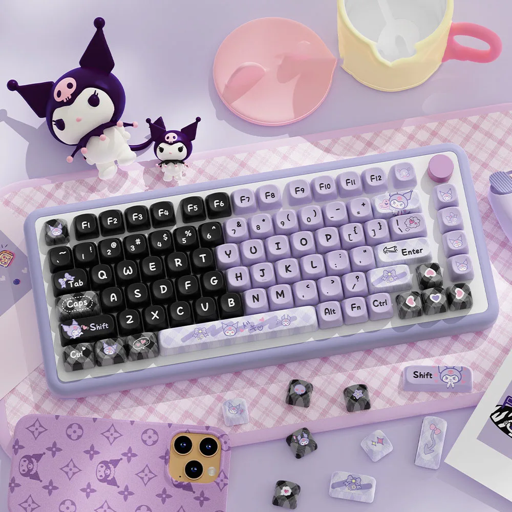 Cinnamoroll Pbt Keycap para Gaming Teclado Mecânico Kuromi Keycap Sublimação de Cinco Lados ma Switch Gamer 120 Chaves