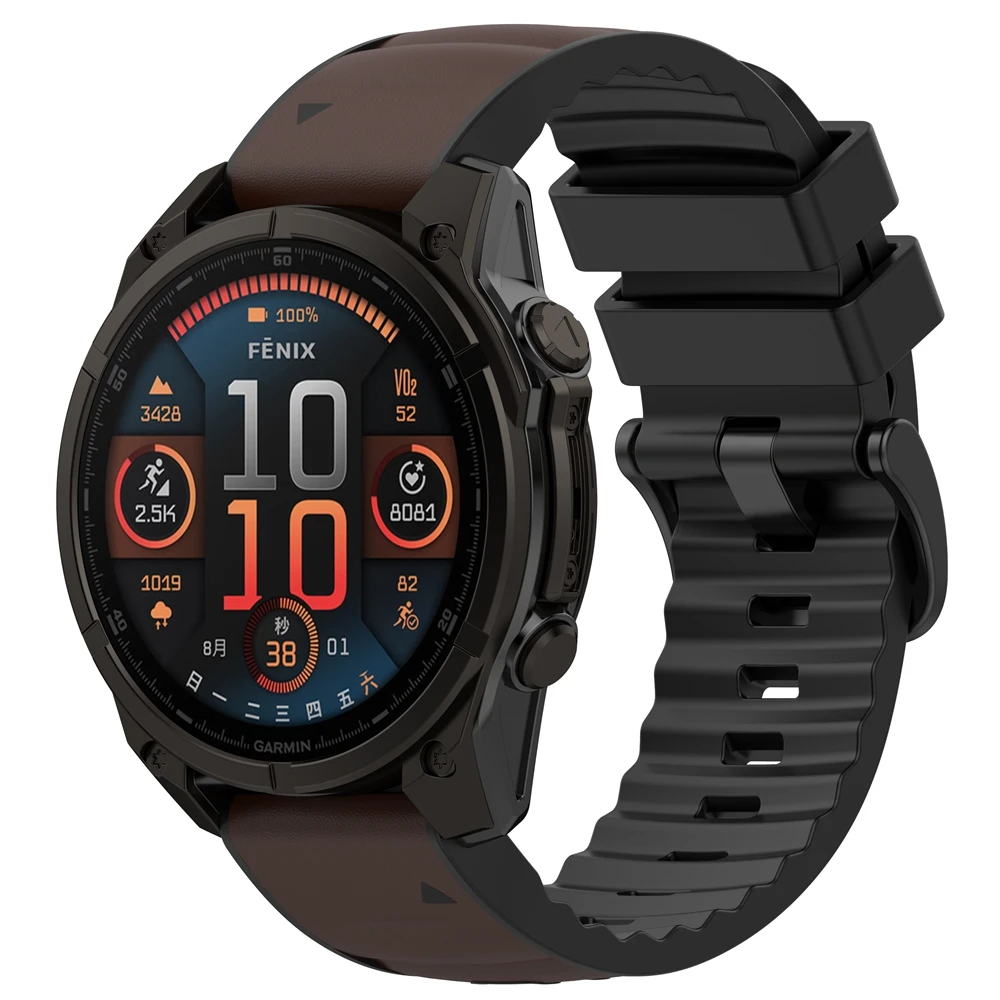 Elegant Leather and Silicone Watch Band - 22mm/26mm Strap