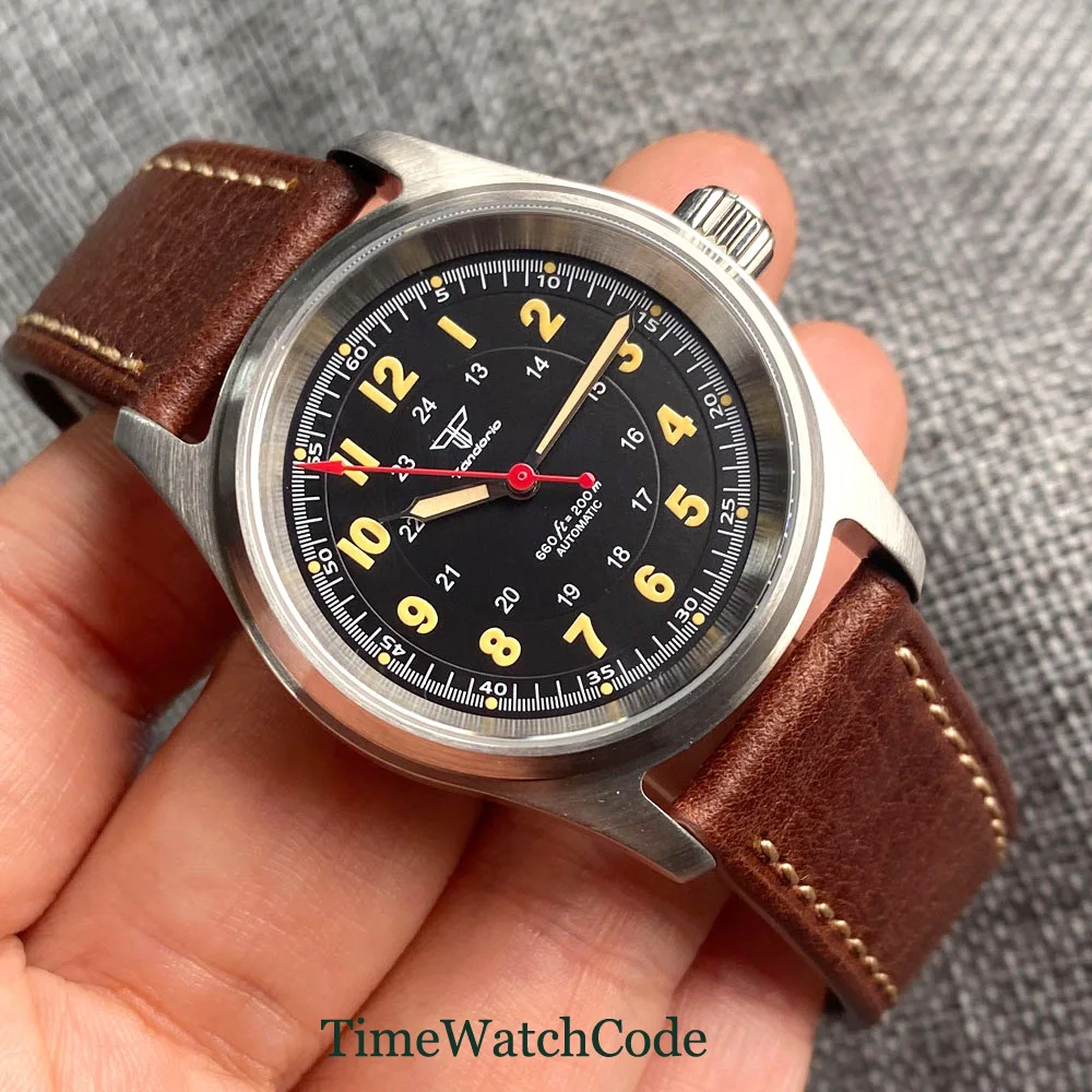 Tandorio Pilot Aviator Diver Watch for Men 36mm NH35A PT5000 Automatic Movement 200m Water Resist Luminous Dial Sapphire Crystal tandorio automatic diving watch for men double bow domed sapphire crystal nh35 pt5000 movt 200m water resist 40mm luminous dial