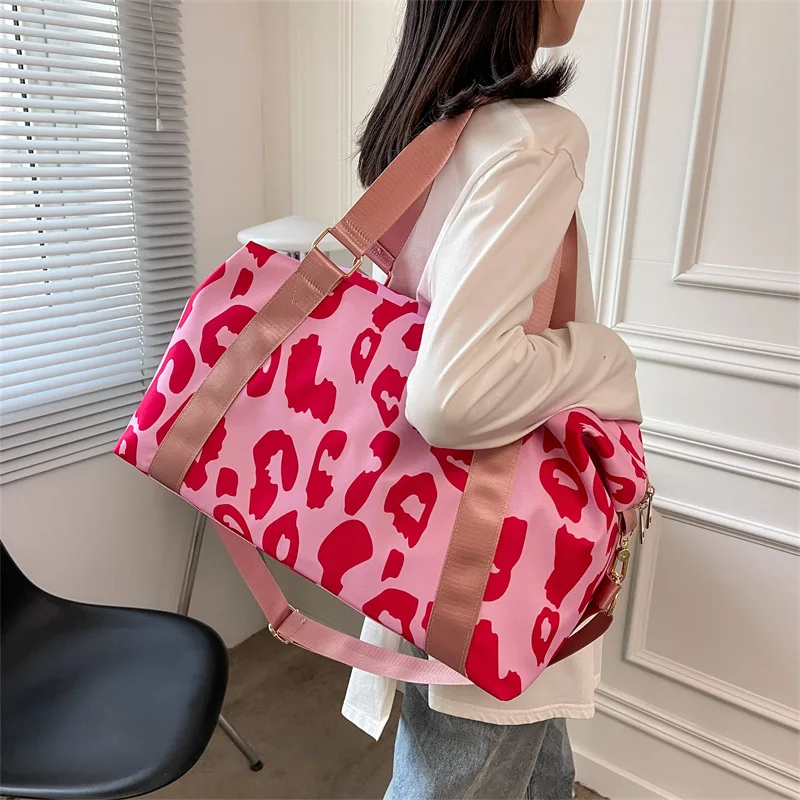 Large Capacity Leopard print Sports Bag for Women Waterproof Yoga Swimming Gym Handbag Fashion Travel Tote Men Luggage Handbags 5