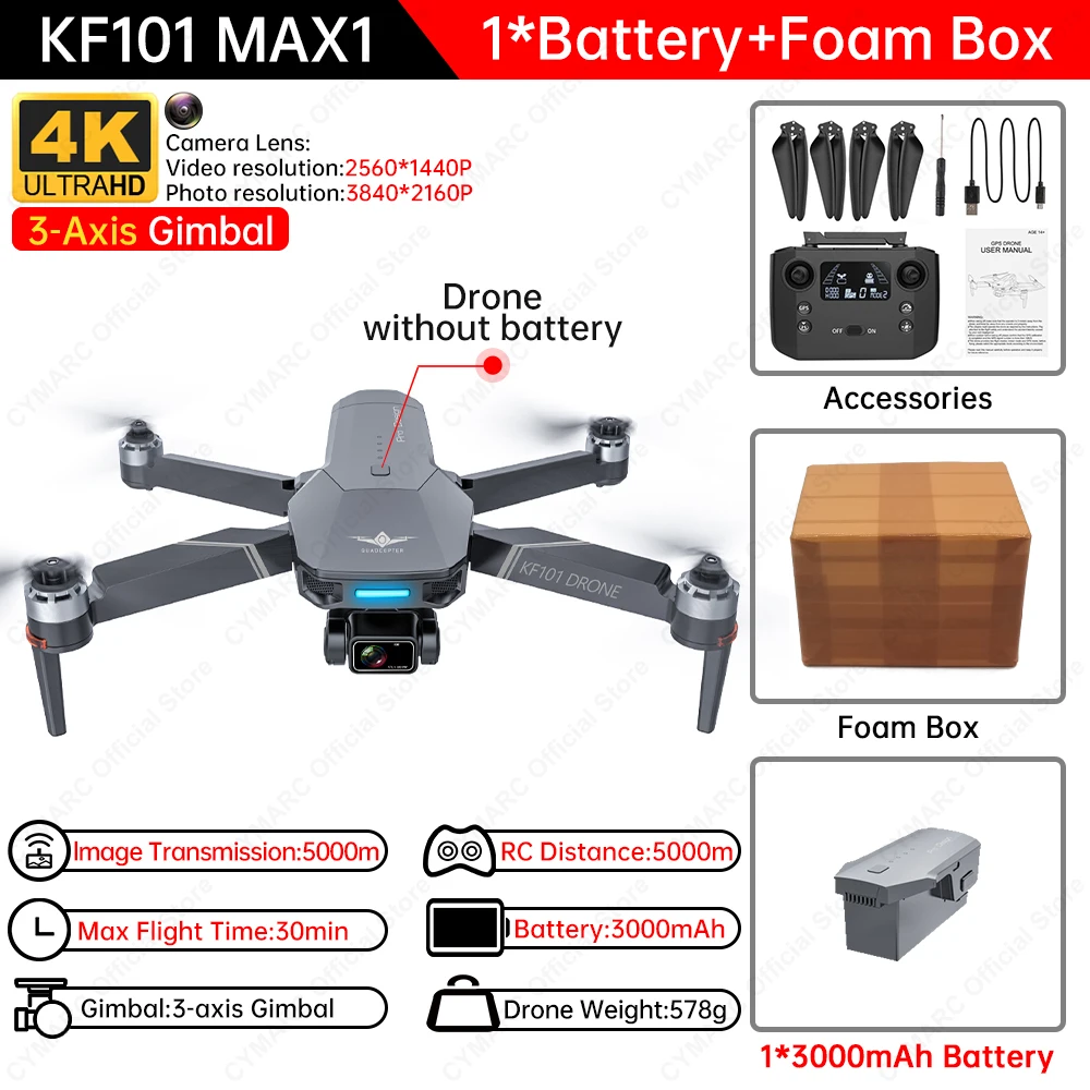 KF101 Max1 Drone 4K Professional 5G Wifi FPV Dron KF101 Max 4K HD Camera 3-Axis Gimbal GPS Drones RC Quadcopter VS SG906 Max2 explorers 4ch remote control quadcopter RC Quadcopter