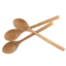 

Wooden Bamboo Solid Spoon Set 10inch Soup Spoon Flat Handle Cooking Mixing Stirring Kitchen Tool Natural Tableware