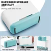Bathroom Countertop Toothbrush and Toothpaste Holder Drainage System with Adjustable Divider, Rustic Decorative Set, Non-Slip 3