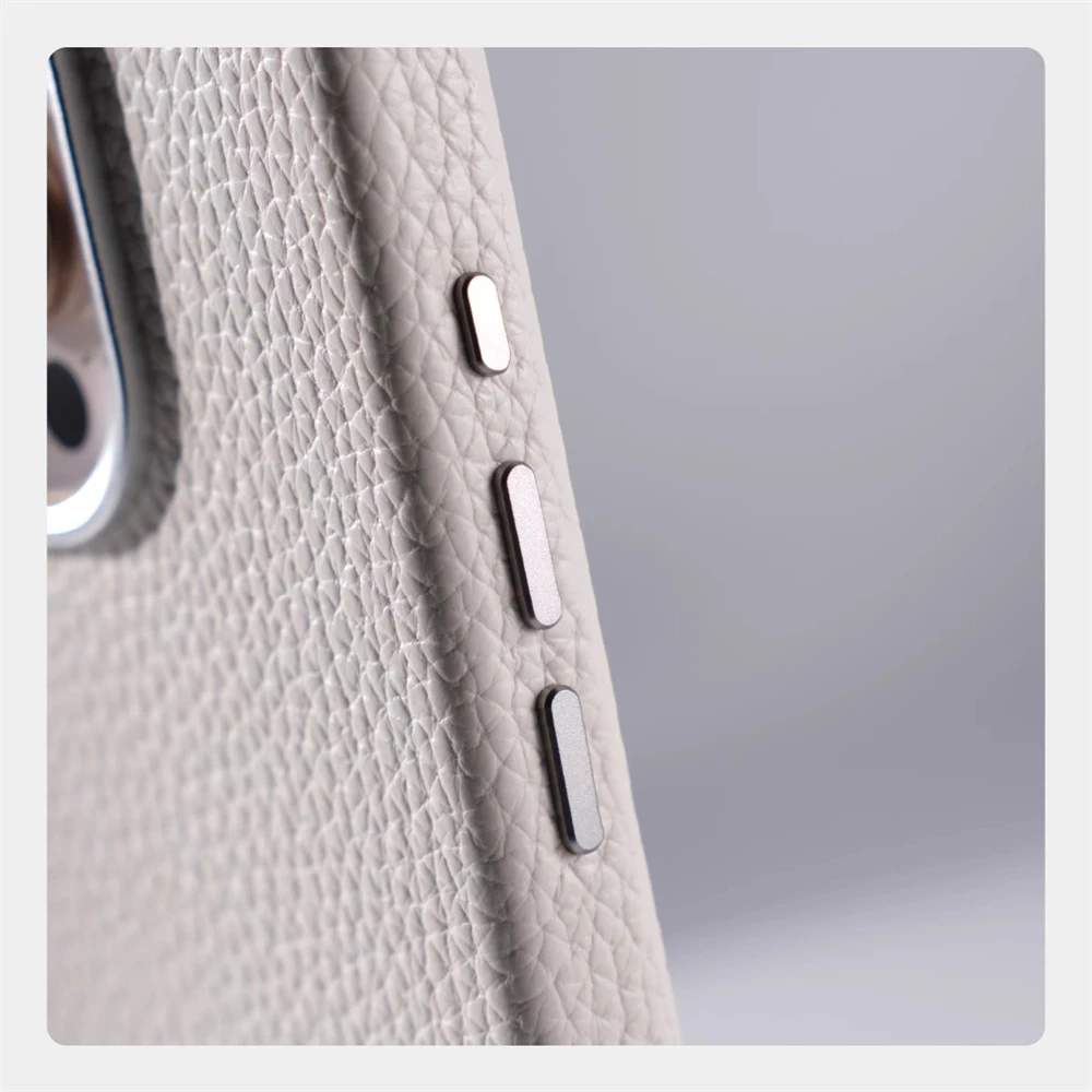 Luxus Business Lychee Textur Leder Stoßfest Fall Für iPhone 17 Pro Max 16 15 14 13 Für MagSafe Magnetische Legierung Objektiv Abdeckung – Detail 5