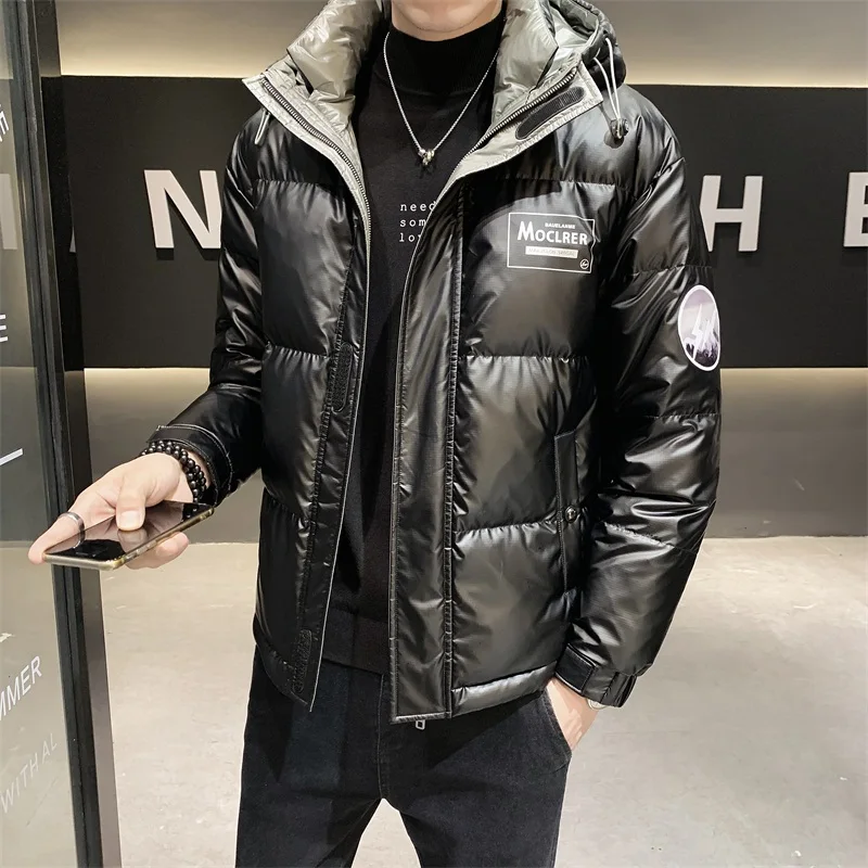 Winter New Handsome Shiny Fashion Thick Warm and Loose Comfortable Hooded Men's down Jacket