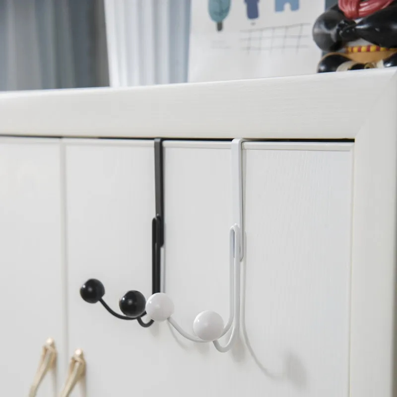 Over The Door Double Hanger Hooks Free Punching For Hanging Hats Bags Holder Tie Scarf Key Hook Clothes Coats Rack Towel Shelf storage hook door hook