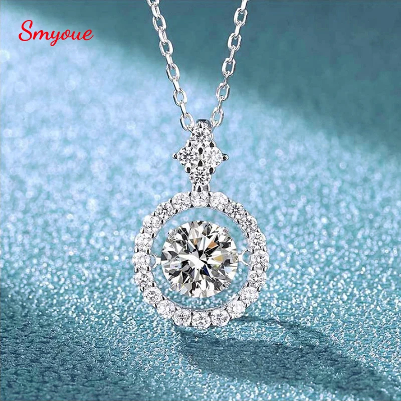 Smyoue 1/0.8 Ct Moissanite Pendant For Women Simulated Diamond Necklace