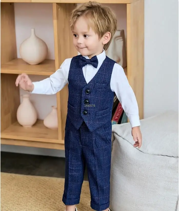 Newborn Baby Boys 1 Year Birthday Suit Kids Formal Photograph Suit Children Wedding Dress Child Performance Party Dance Costume