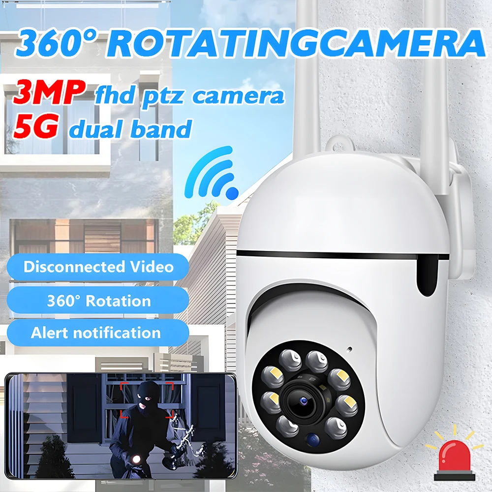 3MP WiFi Camera 2.4G 5G Night Vision 4X Digital Zoom Surveillance Security Monitor Cam Full Color Automatic Human Tracking 3mp wifi camera 2 4g 5g night vision 4x digital zoom surveillance security monitor cam full color automatic human tracking