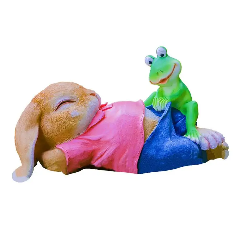 

Garden Decor Frog Statue Funny Rabbit With Frog Animal Sculpture Lawn Ornament Creative Gardening Gifts For Porch Garden Balcony