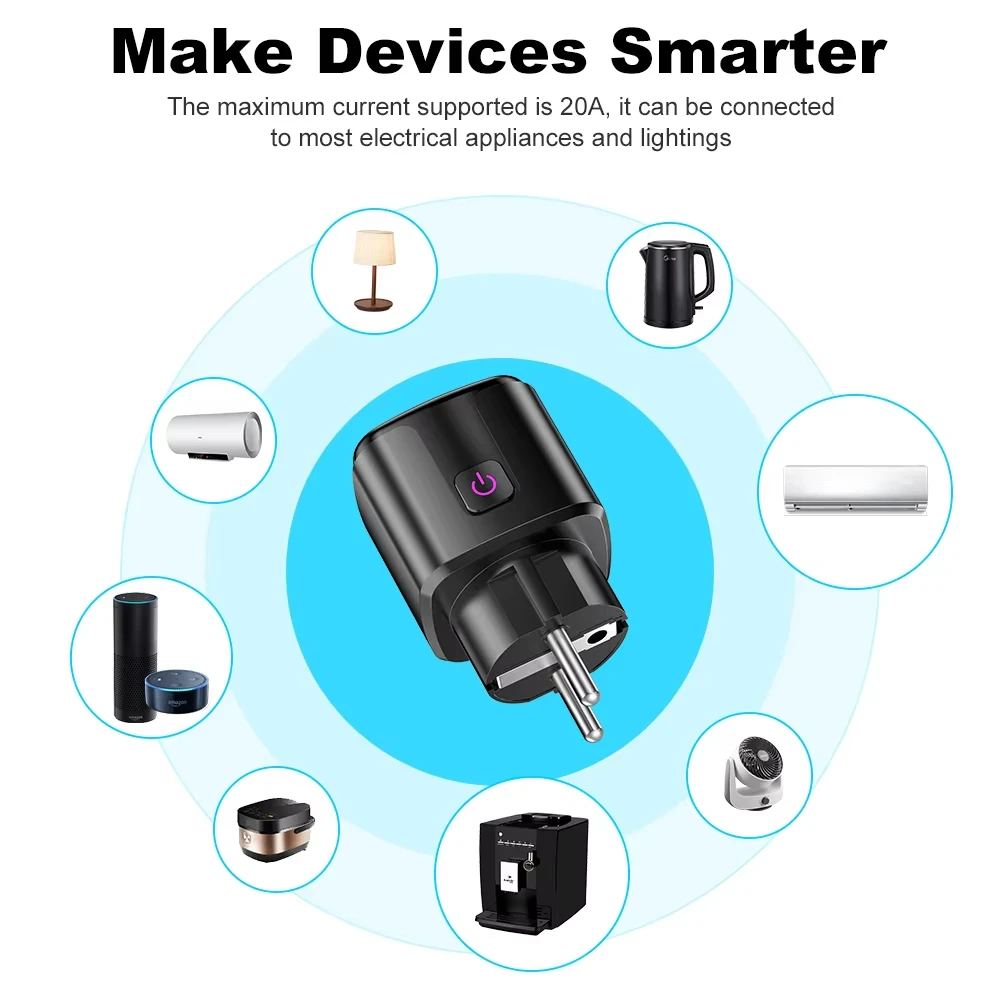 Smart Plug Smart Socket EU 20A WiFi Voice Control Yandex Alice Alexa Google Home Work With Tuya Smart Life APP Power Metering - 4