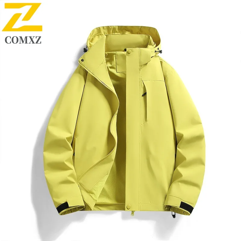 COMXZ Premium Outdoor Mens Jacket Cycling Comfortable Lightweight Coats Hooded Travel Windproof Zipper Autumn Wear Outerwear