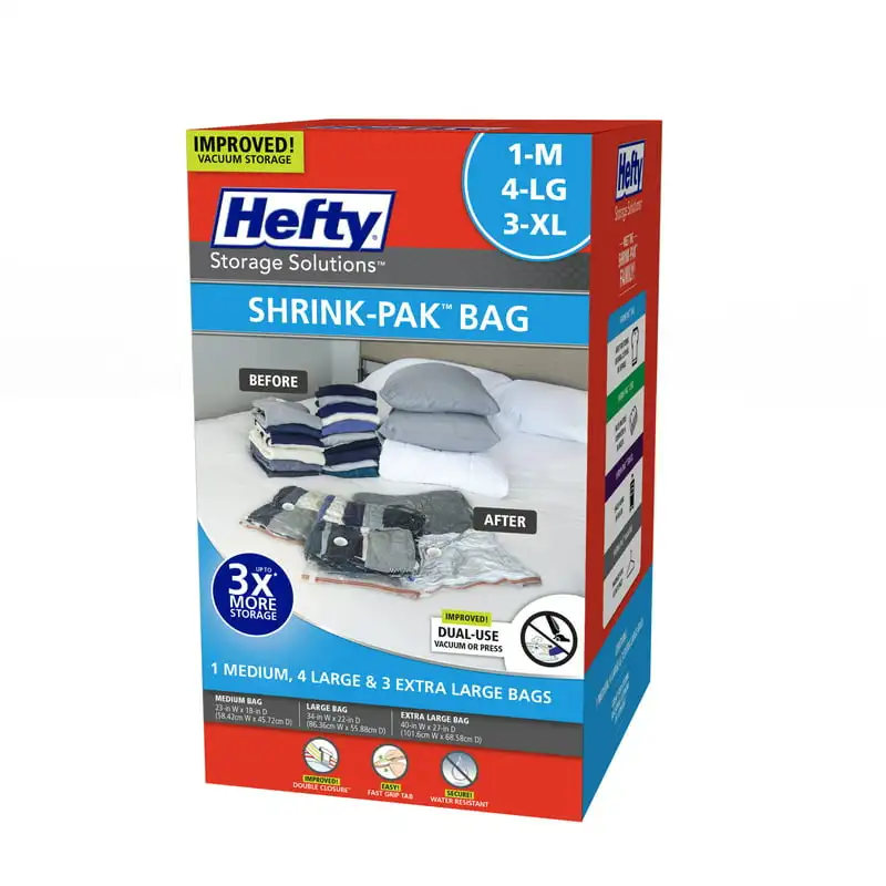 

1 Medium, 4 Large, & 3 XL Vacuum Storage Bags