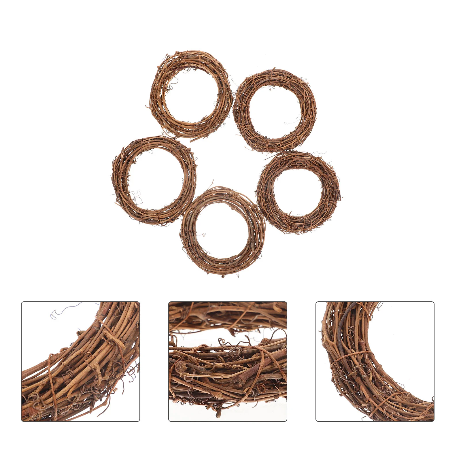 

5pcs Creative Christmas Woven Wreaths Unique Garland DIY Xmas Ring Wreath Props
