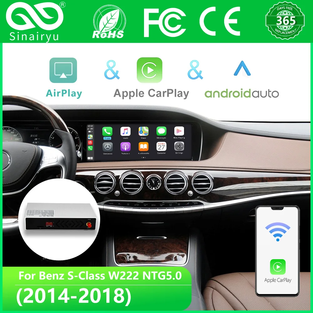 Sinairyu Wireless CarPlay for Mercedes Benz S Class W222 2014 2018 NTG5.0 with Android Auto