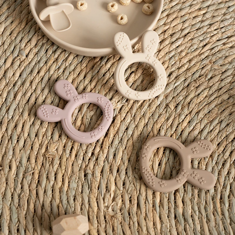 Cartoon Rabbit Shape Soft Silicone Teethers for Babies Sensory Teething Toys BPA Free Infant Chewing Molar Toy Baby Accessories 5