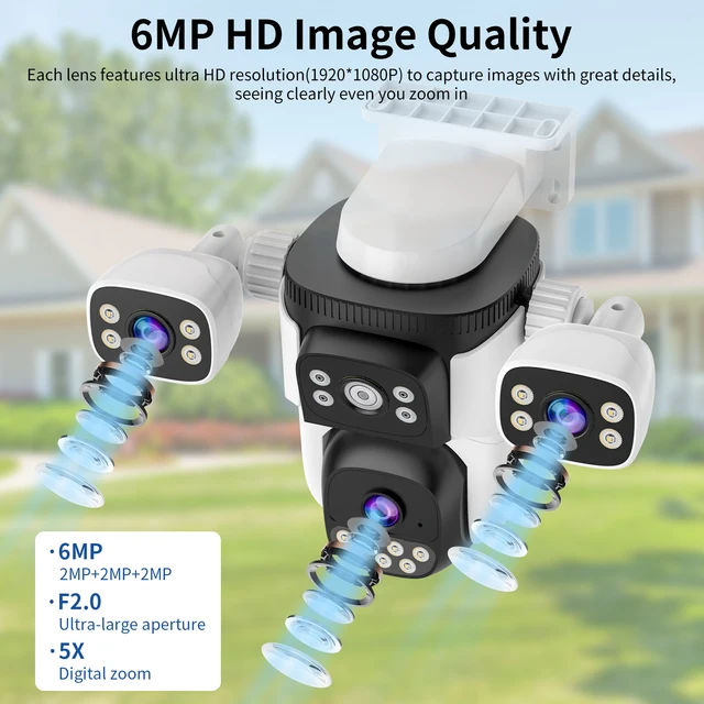 VSTARCAM 6MP 2K Three-Lens Security Camera Outdoor, 360° View, Human Detection, Color Night Vision, Pan & Tilt,Two-Way Audio 4