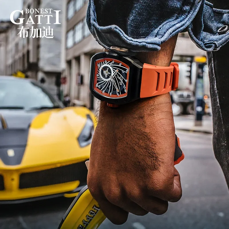 BONEST GATTI Vortex Dial Design Waterproof Men's Fully Automatic Mechanical Watch