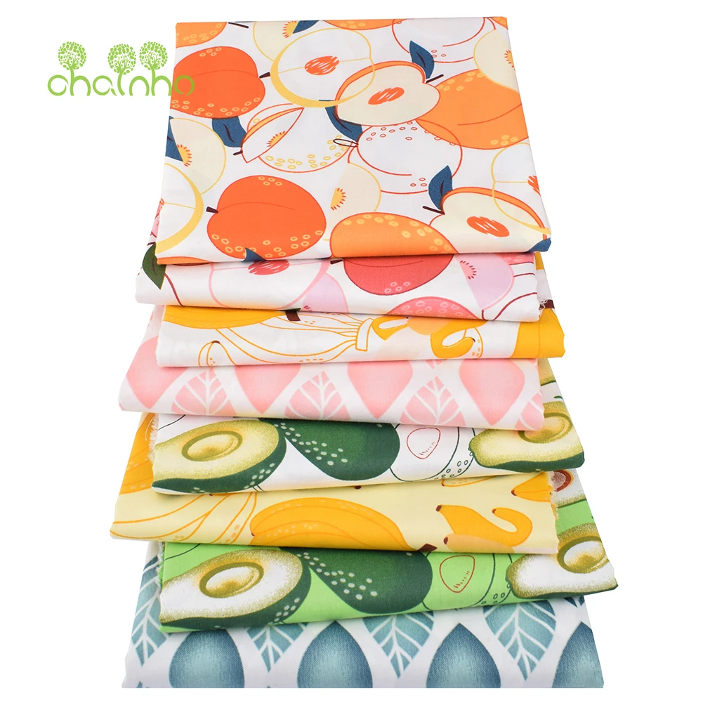 Chainho,Printed Twill Weave Cotton Fabric,DIY Sewing Quilting Material,Patchwork Cloth,Fruits Series,2 Specification,15C348